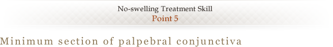No-swelling Treatment Skill <Point 5> Minimum section of palpebral conjunctiva